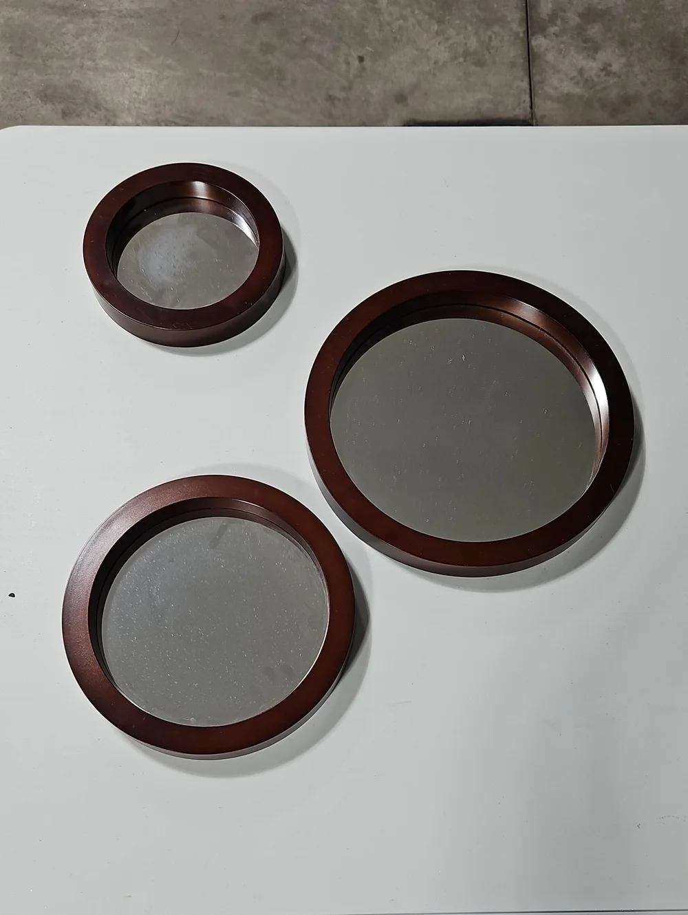 Round Wall Mirror Trio in Dark Brown